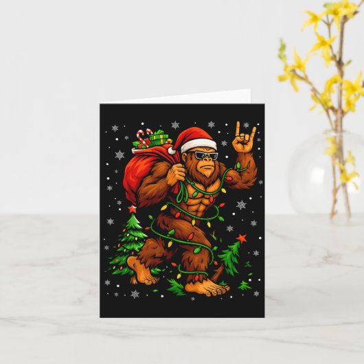 Santa Bigfoot Christmas Tree Xmas Lights Funny Sas Karte (Gelbe Blume)