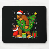 Santa Bigfoot Christmas Tree Xmas Lights Funny Sas Mousepad (Vorne)