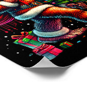 Santa Bigfoot Christmas Tree Xmas Lights Funny Sas Poster (Ecke)