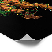 Santa Bigfoot Christmas Tree Xmas Lights Funny Sas Poster (Ecke)