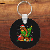 Santa Bigfoot Christmas Tree Xmas Lights Funny Sas Schlüsselanhänger (Vorderseite)