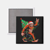 Santa Bigfoot Christmas Tree Xmas Lights Sasquatch Magnet (Vorderseite/Rückseite)