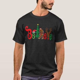 Santa Bigfoot glaubt frohen Weihnachtsaffen T-Shirt