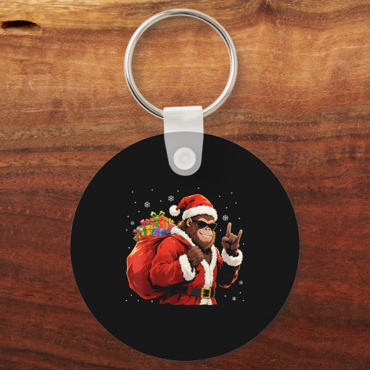 Santa Bigfoot Rock Christmas Funny Holiday Tee Schlüsselanhänger (Vorderseite)