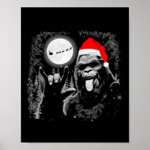 Santa Bigfoot Rock on Christmas Weihnachten Weihna Poster