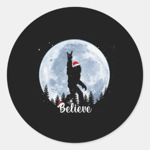 Santa Bigfoot Weihnachten Rock Roll Sasquatch Glau Runder Aufkleber