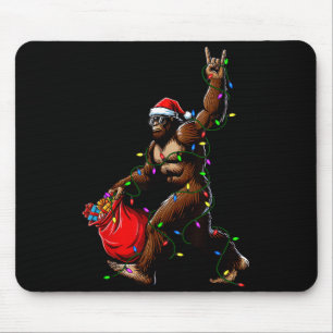 Santa Bigfoot Weihnachtsbaum Lichter Rock Lustig S Mousepad