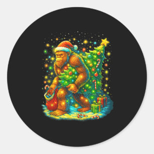 Santa Bigfoot Weihnachtsbaum Lustiger Sasquatch We Runder Aufkleber