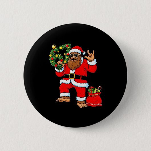 Santa Bigfoot Weihnachtsbaum Sasquatch 67 Sechs Si Button (Vorderseite)