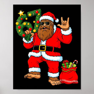 Santa Bigfoot Weihnachtsbaum Sasquatch 67 Sechs Si Poster