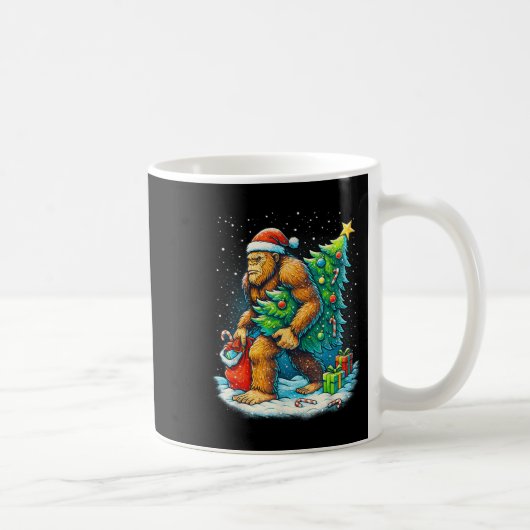 Santa Bigfoot Weihnachtsbaum Sasquatch Xmas Lichte Kaffeetasse (Rechts)