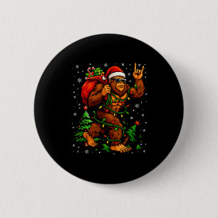 Santa Bigfoot Weihnachtsbaum Xmas Lichter Lustiger Button