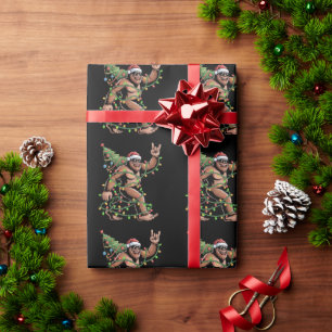 Santa Bigfoot Weihnachtsbaum Xmas Lichter Sasquatc Geschenkpapier