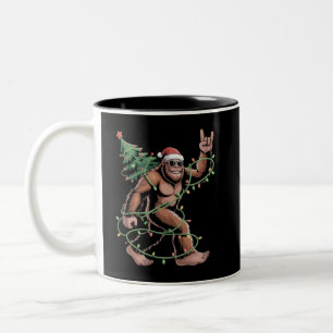 Santa Bigfoot Weihnachtsbaum Xmas Lichter Sasquatc Zweifarbige Tasse