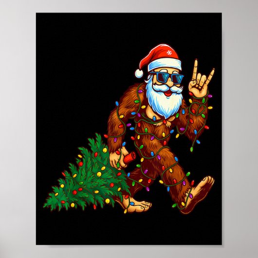 Santa Bigfoot Weihnachtsbaum Xmas Lustiger Weihnac Poster (Vorne)