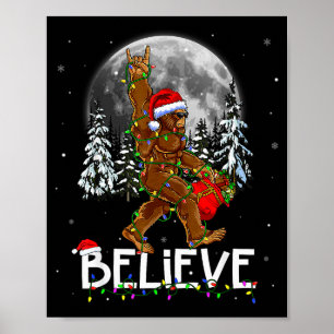 Santa Bigfoot Weihnachtsbeleuchtung Lustiger Sasqu Poster