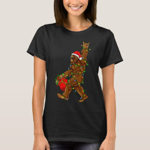 Santa Bigfoot Weihnachtsbeleuchtung Lustiger Sasqu T-Shirt