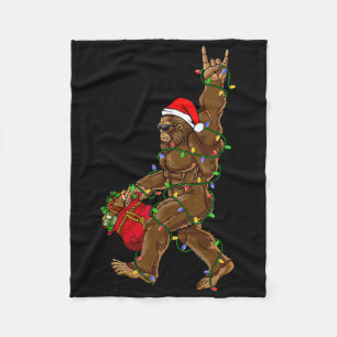 Santa Bigfoot Weihnachtsbeleuchtung Rock Funny Sas Fleecedecke