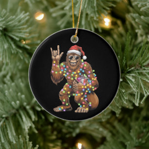 Santa Bigfoot Weihnachtsbeleuchtung Rock Lustig Keramik Ornament