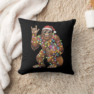 Santa Bigfoot Weihnachtsbeleuchtung Rock Lustig Kissen