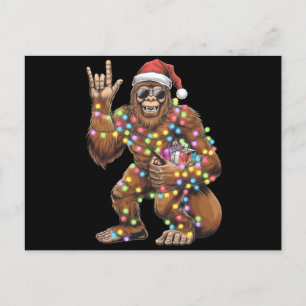 Santa Bigfoot Weihnachtsbeleuchtung Rock Lustig  Postkarte