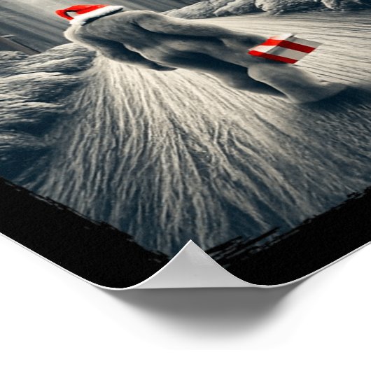 Santa Bigfoot Weihnachtsfeier Sasquatch Glaube Poster (Ecke)