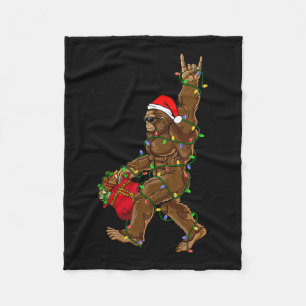 Santa Bigfoot Weihnachtslichter Rock Fun Sasquatch Fleecedecke
