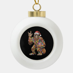 Santa Bigfoot Weihnachtslichter Rock Lustig Keramik Kugel-Ornament