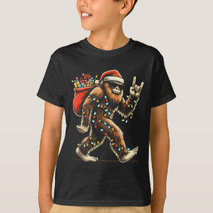 Santa Bigfoot Weihnachtslichter Rock Lustig Sasqua T-Shirt