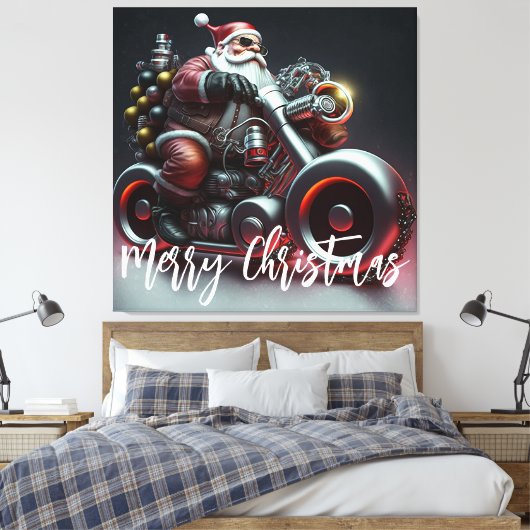 Santa Biker Leinwanddruck (Insitu (Schlafzimmer))