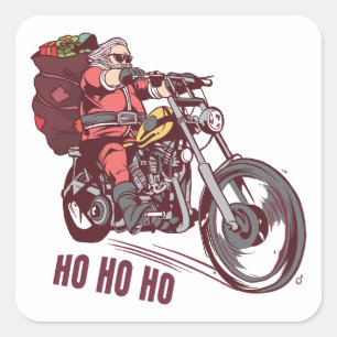 Santa-Biker-Weihnachtskostüm für Biker-Einladung Quadratischer Aufkleber