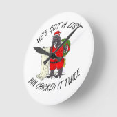 Santa Bin Chicken Runde Wanduhr (Winkel)