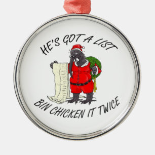 Santa Bin Huhn  Ornament Aus Metall