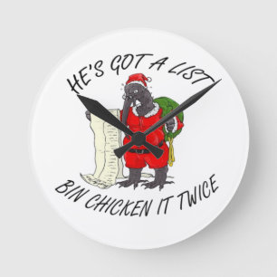 Santa Bin Huhn Runde Wanduhr