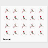 Santa Bird auf Candy Cane Stickers (Blatt)