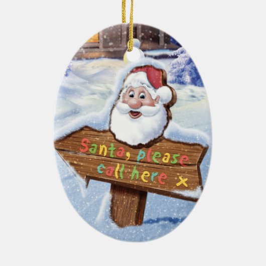 Santa bitte rufen Sie hier Keramik Weihnachten Dek Keramik Ornament (Hinten)