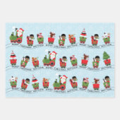 Santa & Black Boy auf Zug Geschenkpapier Set (Vorderseite 3)