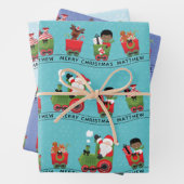 Santa & Black Boy auf Zug Geschenkpapier Set (Beispiel)