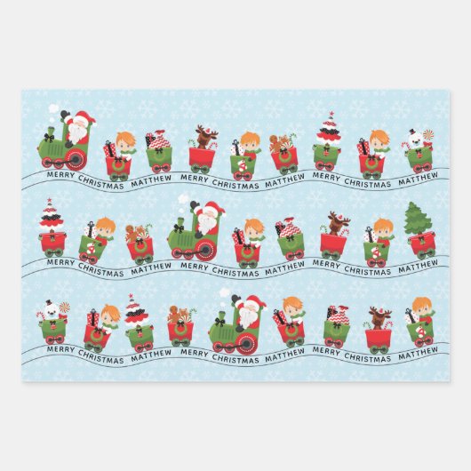 Santa & Black Boy auf Zug Geschenkpapier Set (Vorderseite 3)