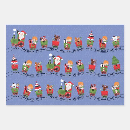 Santa & Black Boy auf Zug Geschenkpapier Set (Vorderseite 2)