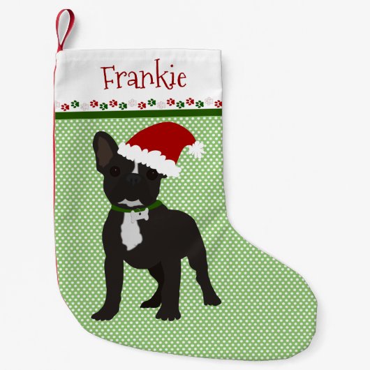 Santa Black Bulldog Personalisiert Kleiner Weihnachtsstrumpf (Vorderseite)