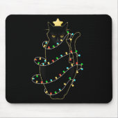 Santa Black Cat hallte in Weihnachtsbaumlicht auf Mousepad (Vorne)