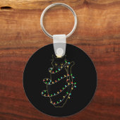 Santa Black Cat hallte in Weihnachtsbaumlicht auf Schlüsselanhänger (Vorderseite)