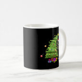 Santa Black Cat in Baumlichten verschlungen Kaffeetasse (VorderseiteRechts)