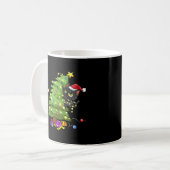 Santa Black Cat in Baumlichten verschlungen Kaffeetasse (Vorderseite Links)