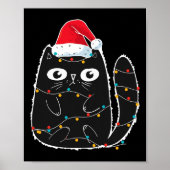 Santa Black Cat in der Weihnachtskatze in Lover Poster (Vorne)