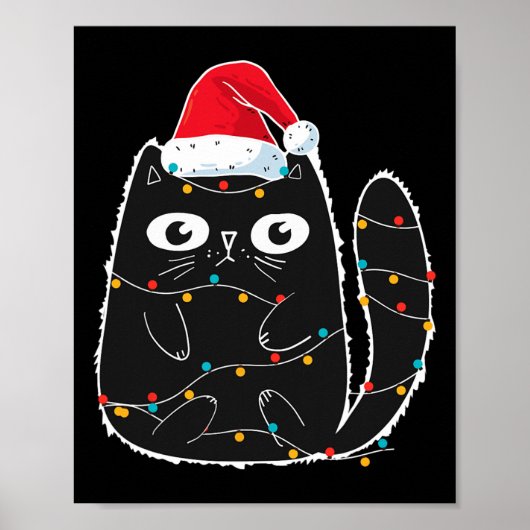Santa Black Cat in der Weihnachtskatze in Lover Poster (Vorne)