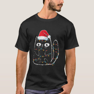 Santa Black Cat in der Weihnachtskatze in Lover T-Shirt