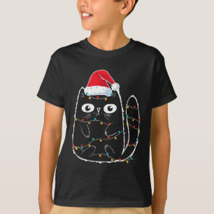 Santa Black Cat in der Weihnachtskatze in Lover T-Shirt