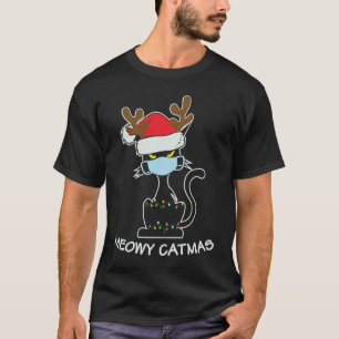 Santa Black Cat Maske Meowy Catmas Weihnachten Qua T-Shirt